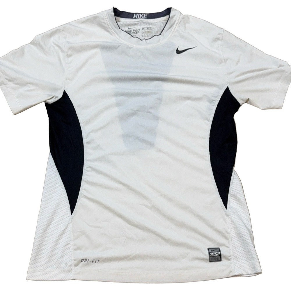 2 pack Nike Pro Combat Athletic Shirt M White Black Dri-Fit Short Sleeve